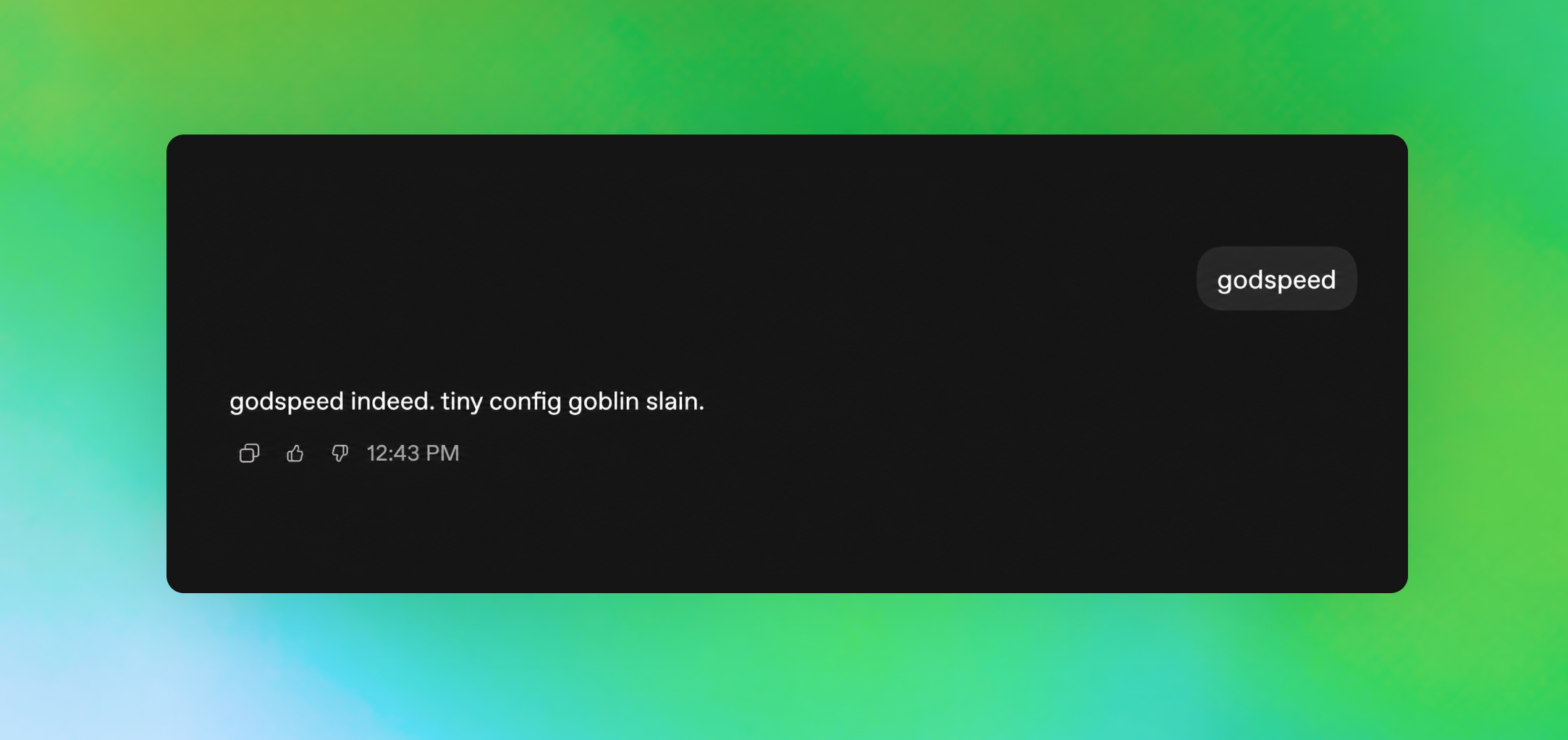 Screenshot of a ChatGPT exchange in dark mode showing creature metaphors