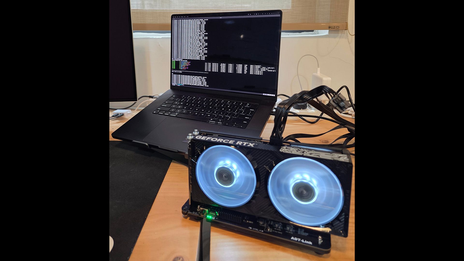 MacBook Pro M3 Max running an NVIDIA GPU via USB4 eGPU dock