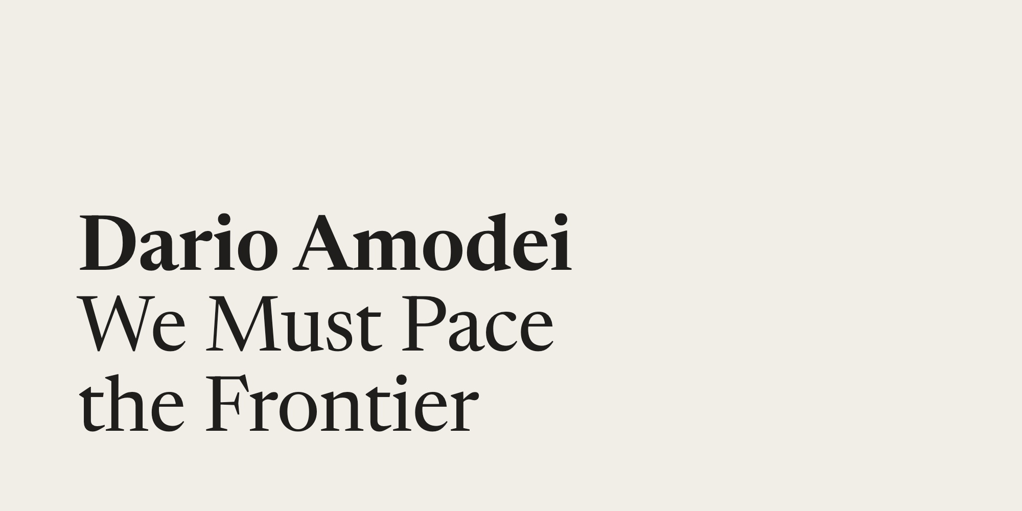 Amodei Calls to ‘Pace the Frontier’; Altman and Musk Agree